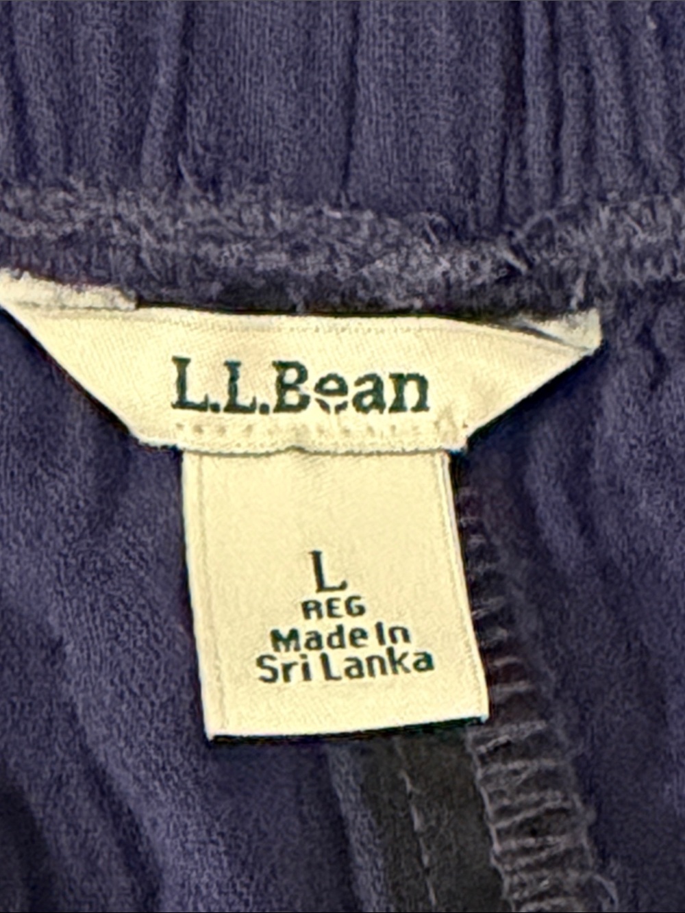 L.L. Bean Cloud Gauze Wide Leg Pants 100% Cotton Elastic Waist Navy Size Large - Picture 7 of 10